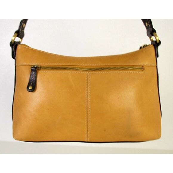 SMALL Tignanello TAN BEIGE BROWN GENUINE LEATHER HOBO HANDBAG PURSE SHOULDER BAG - Picture 6 of 12